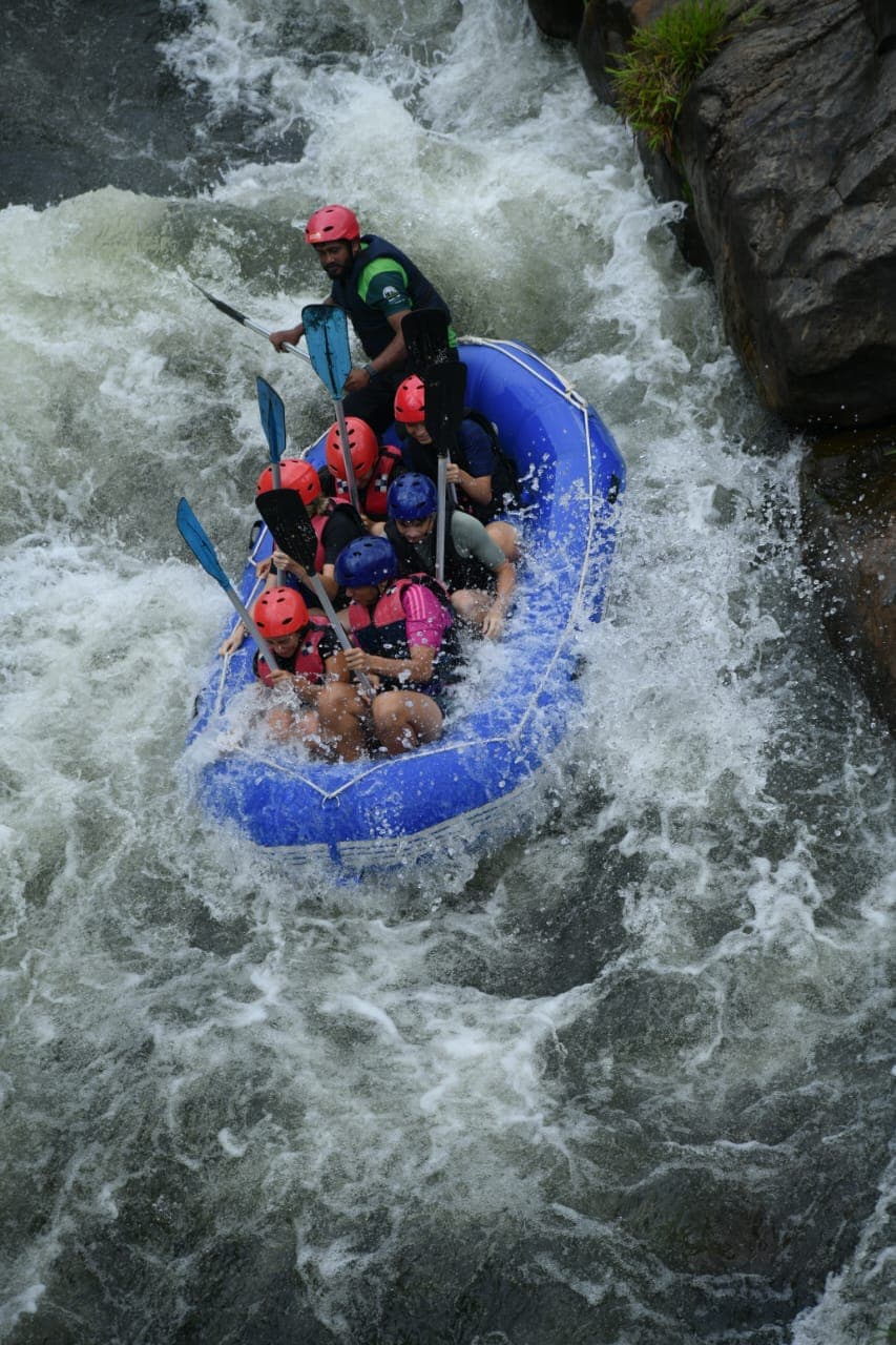 Group rafting adventure on the Kelani River waters