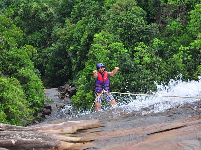 Belay from the base of the falls